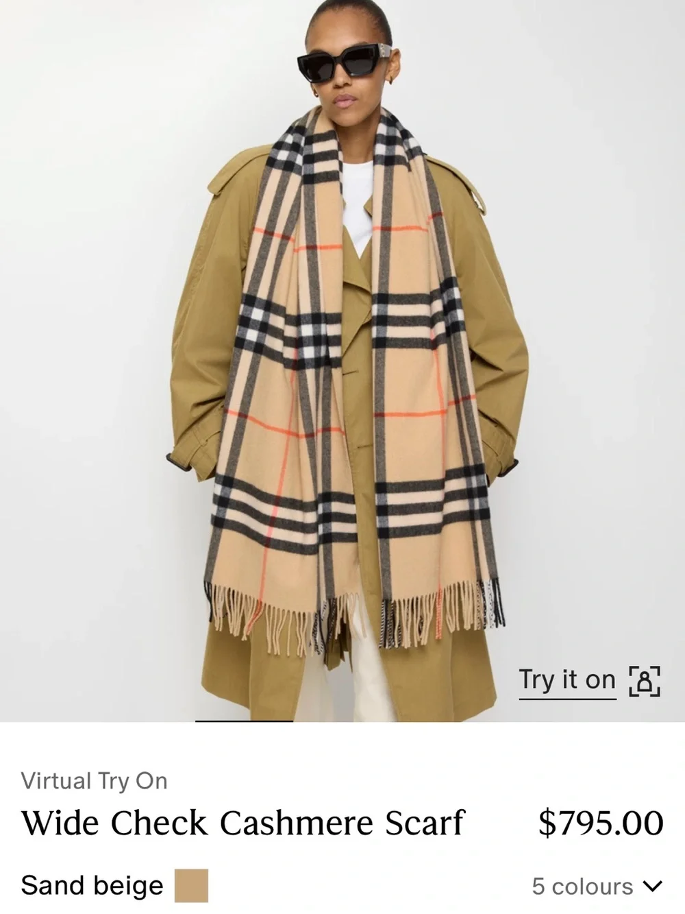 Burberry Beige Plaid Scarf with Black and Red Accents